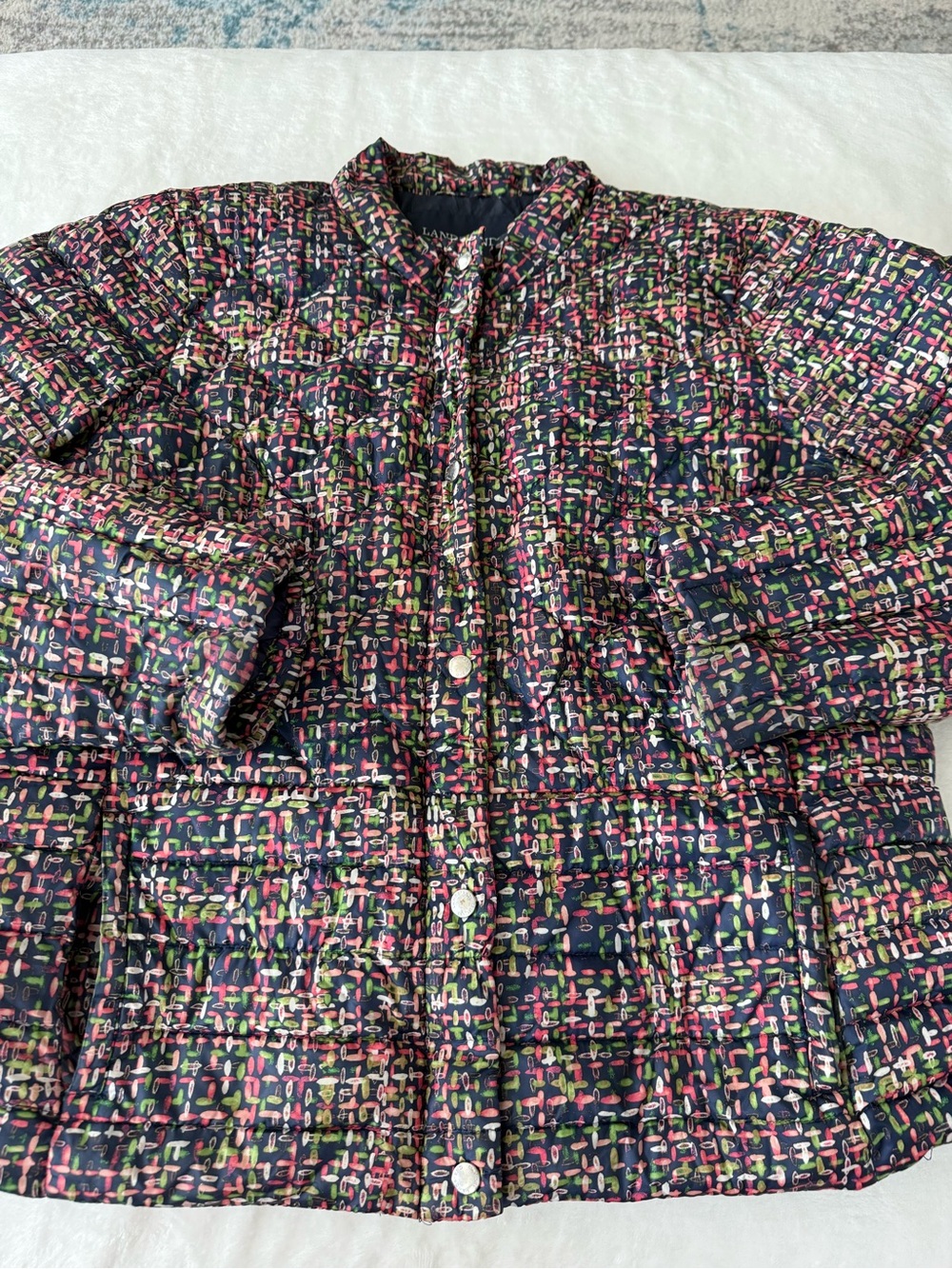 Lands' End Colorful Quilted Puffer Down Jacket Womens Size Large EC2